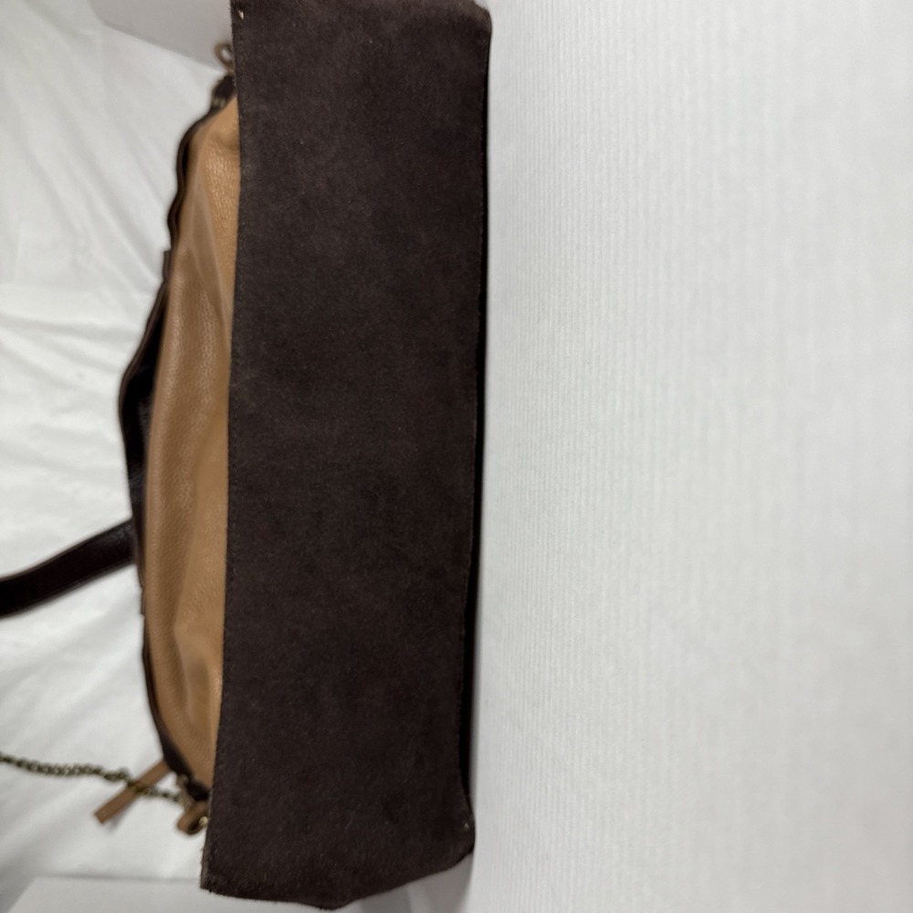 Jo Handbags Hobo Day Shopper Tan and Brown Pebbled Leather 17"x11"x4.5" - Picture 8 of 16